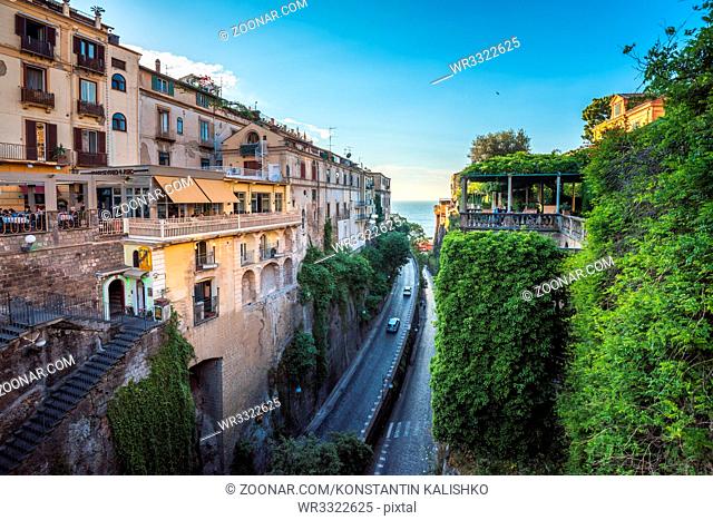 Streets of Sorrento, popular resort in the Bay of Naples, Southern Italy