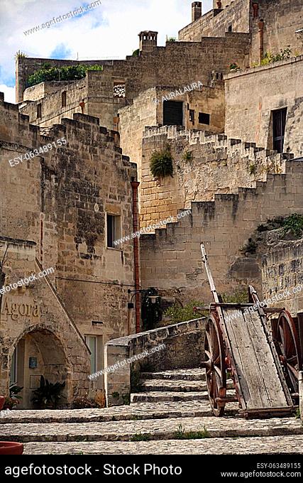 view of the town of Matera and historical stones , Unesco wolrd heritage, Matera, Basilicata, Italy