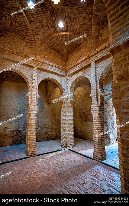 The Arab Baths, Banos Arabes in the Moorish Alcazar, Jerez de la Frontera, Cadiz Province, Andalucia, Spain