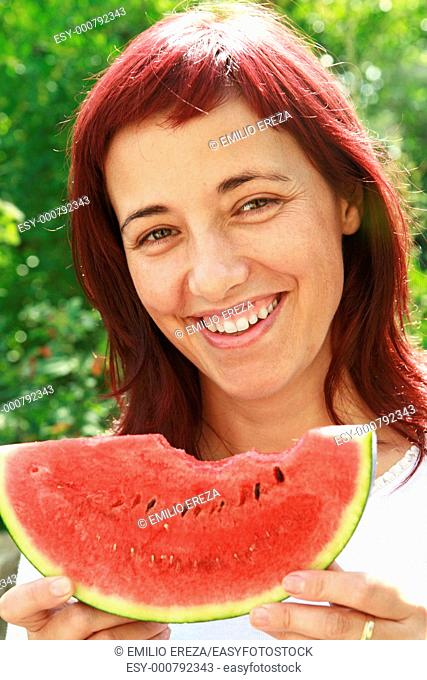 Eating watermelon