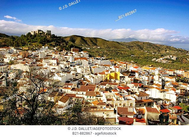 Monda with castle (now a hotel) on the top. Malaga province, Andalusia, Spain