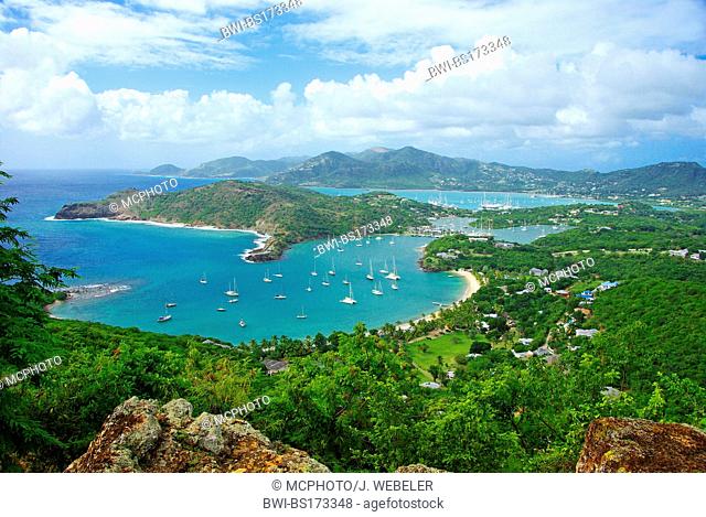 Leewards Island; Leeward Inseln; Shirley Heights; English Harbour; Falmouth Harbour, Antigua and Barbuda, Caribbean Sea
