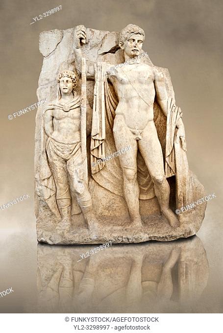Sculpture of Roman Emperor Tiberius and a barbarian captive. Aphrodisias Archaeological museum, Turkey