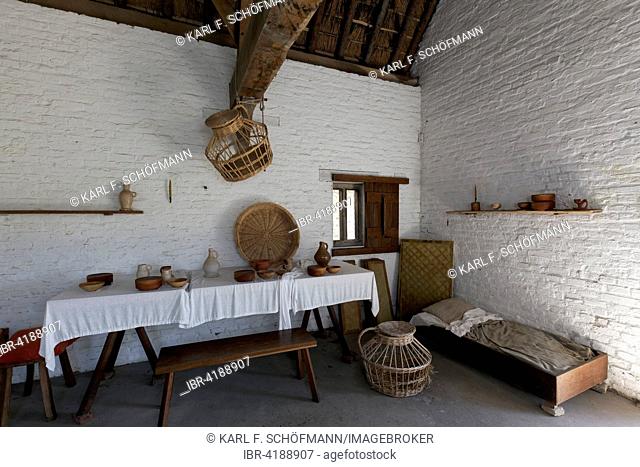 Medieval living room of a fisherman's house, Walraversijde, Raversijde or Raversyde, Oostende, West Flanders, Belgium