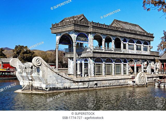 China, Beijing, Summer Palace, Marble Boat on Kunming Lake