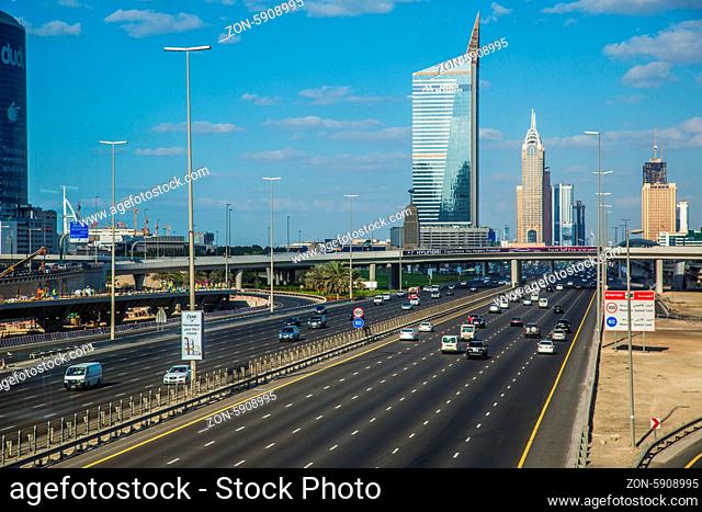 DUBAI, UAE - NOVEMBER 14: The development of the Sheikh Zayed Road on November 14, 2012 in Dubai, UAE. Dubai was the fastest developing city in the world...
