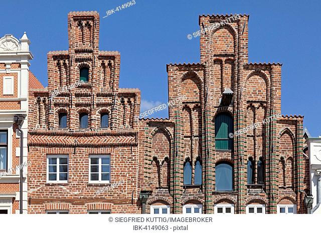 House gables, Am Sande square, Lüneburg, Lower Saxony, Germany