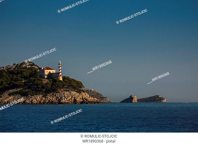 Lighthouse on rocky coast, Dugi Otok, Dalmatia, Croatia