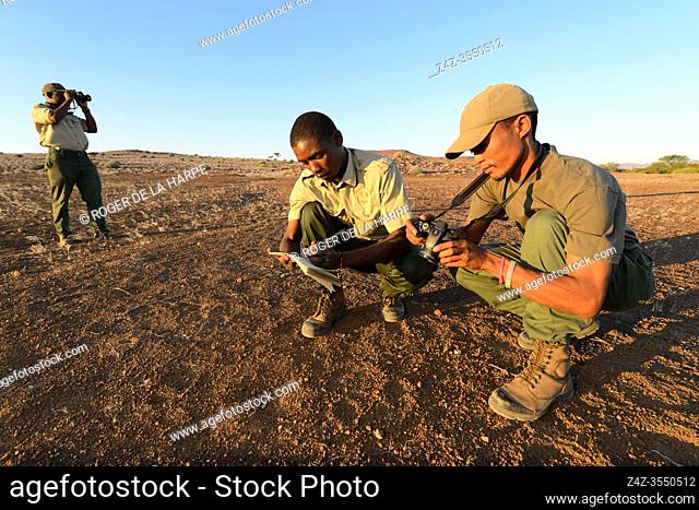 Anti-Poaching rangers on patrol. Desert Rhino Camp. Palmwag Concession. Namibia