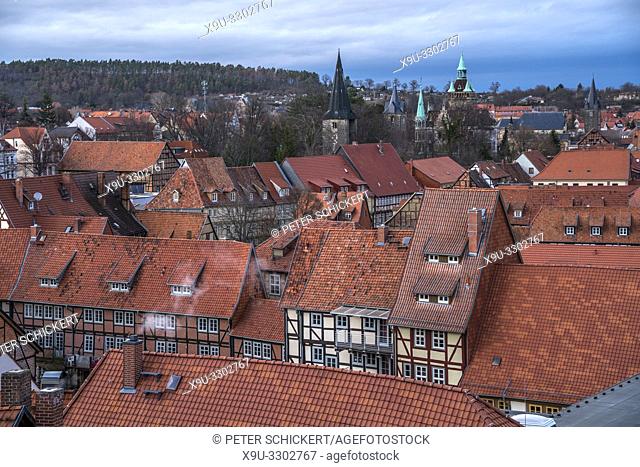 old town seen from above, Quedlinburg, Saxony- Anhalt, Germany