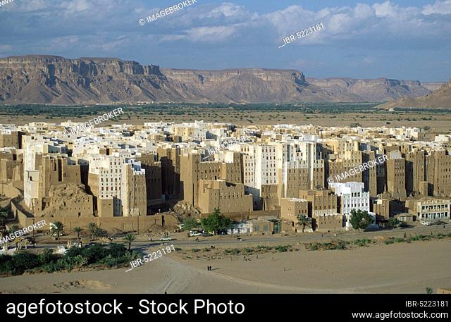 View on loam house town Shibam, Wadi Hadramaut, Yemen, View on loam house town Shibam, Wadi Hadramaut, Yemen, Asia