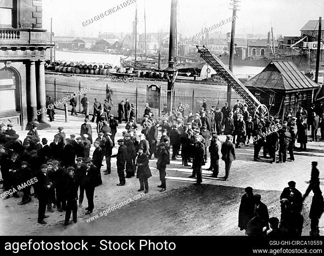 Idle Dock Laborers during Coal Strike, Cardiff, Wales, UK, Bain News Service, 1910