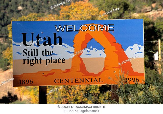 USA, United States of America, Utah: welcome sign