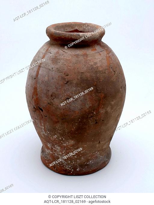 Pottery pot on stand, baluster shape, used in the sugar industry, sugar bowl holder soil find ceramic earthenware glaze lead glaze, opening