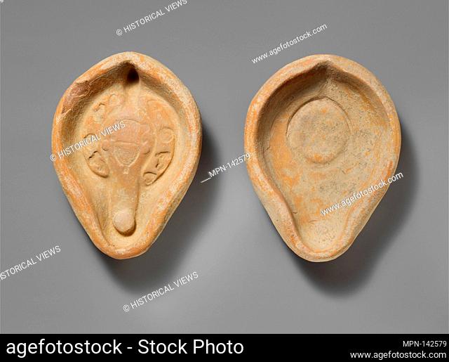 Terracotta molds for a lamp. Period: Late Imperial; Date: 5th century A.D; Culture: Roman, North African; Medium: Terracotta; Dimensions: (35.11