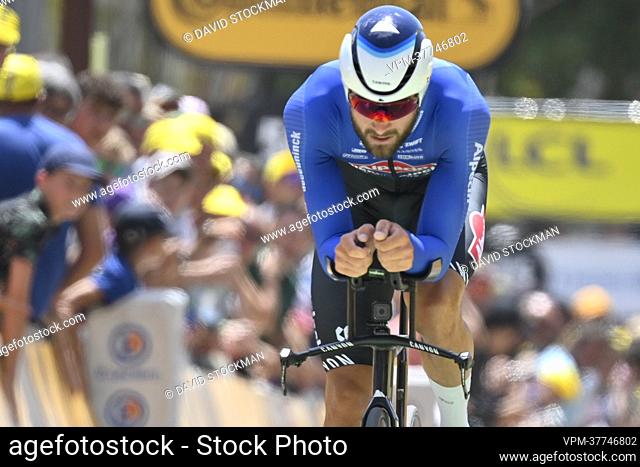 Belgian Guillaume Van Keirsbulck of Alpecin-Deceuninck pictured in action during stage 20 of the Tour de France cycling race, a 40