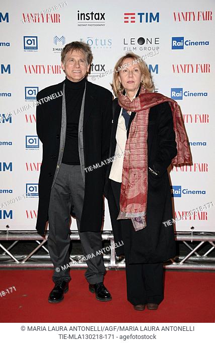 Giulio Scarpati with wife Nora Venturini during the red carpet of film A casa tutti bene, Rome, ITALY-12-02-2018