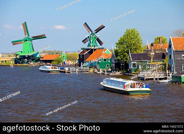 Windmills, Zaanse Schans Open-Air Museum, Zaandam, North Holland, Netherlands