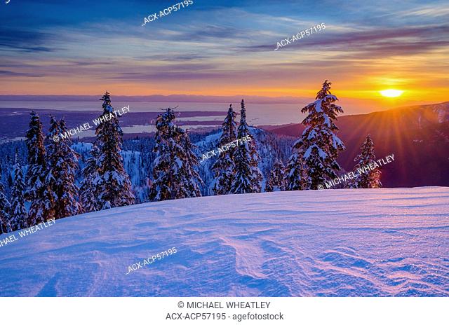 Winter sunset, Mount Seymour Provincial Park, North Vancouver, British Columbia, Canada
