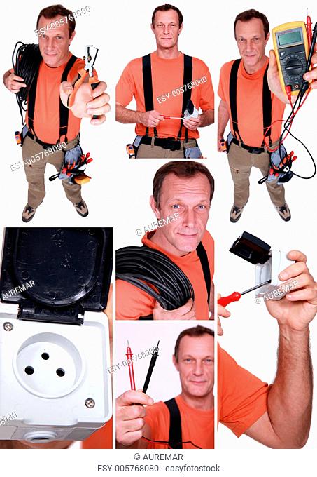 Montage of an electrician
