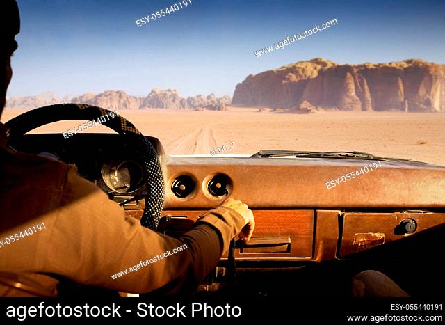 car driver, jordan, wadi rum