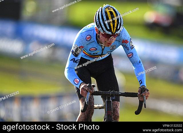 Belgian Corsus Yordi pictured in action during the men juniors race at the European Championships cyclocross cycling in Wijster, The Netherlands