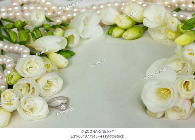 white freesias wedding frame