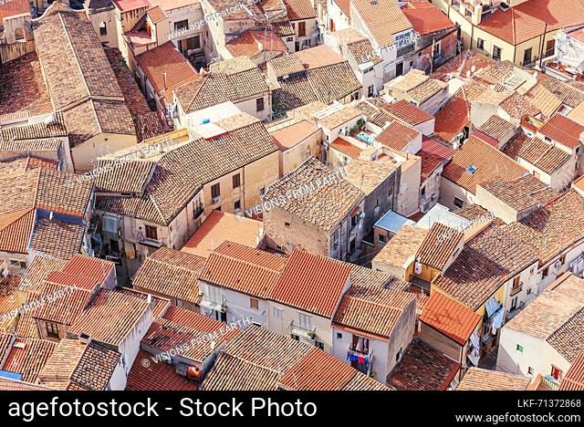 Cefalu town, top view, Cefalu, Sicily, Italy