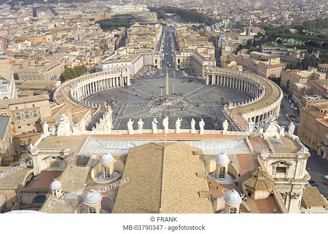 Italy, Rome, view over the city,  Peter place  Capital, cityscape, Vatican, eternal city, piazza San Pietro, place, colonnades, arcades, construction