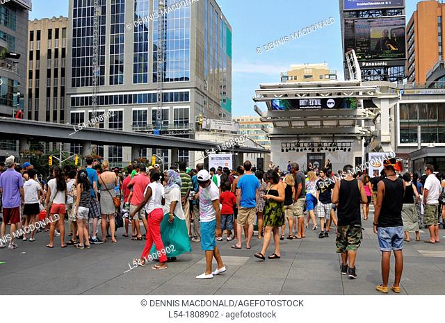 Toronto Ontario Canada Yonge Dundas Square shopping district downtown toronto busiest in the city