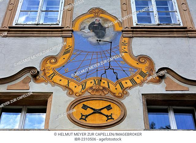 Sundial at St Peter's Archabbey, Sankt Peter district, Salzburg, Salzburg province, Austria, Europe