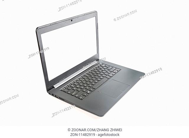 laptop isolated and blank screen on white with clipping path