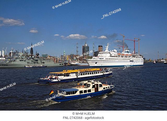 Navy ship in sea, Hamburg, Germany