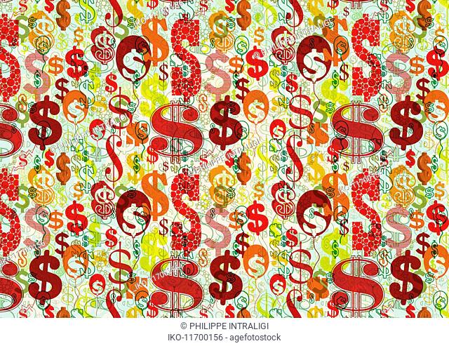 Abstract backgrounds pattern of lots of dollar signs