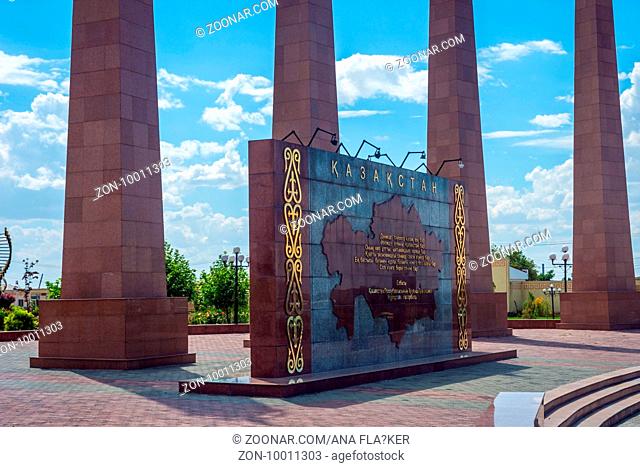 View over Shymkent independence park monument statue, Kazakhstan