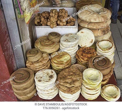 Delicious breads at the local Tibetan bakery, Xiahe, Gansu, China