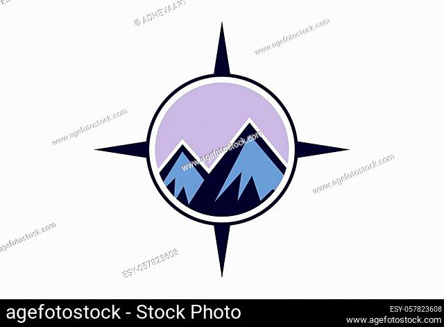 abstract mountain compass vector logo icon concept flat design