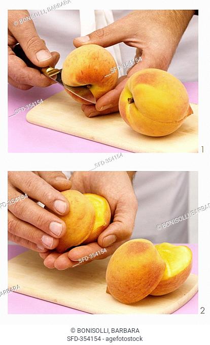 Halving peaches