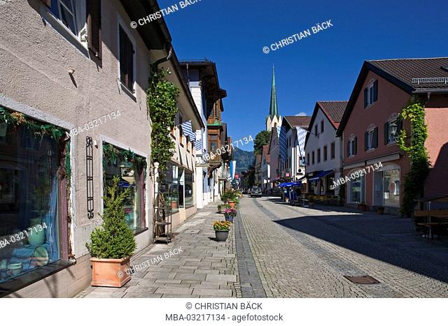 Germany, Bavaria, Werdenfels, Garmisch-Partenkirchen, district Partenkirchen, Ludwigstrasse, church Assumption of Mary