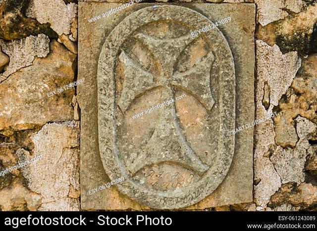 tombstone, oratory of Sant Blai, Campos, Mallorca, balearic islands, spain, europe