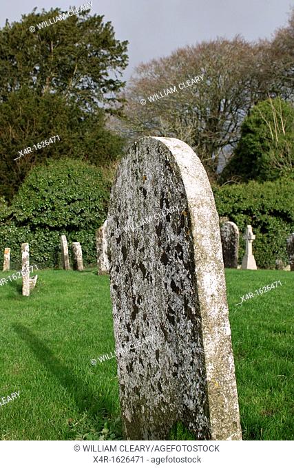 Headstone in an old graveyard, near Tubber village, County Offaly, Ireland