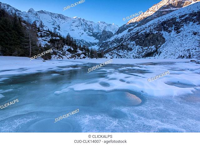 Aviolo lake at thaw, Adamello park, Lombardy, Italy, Europe