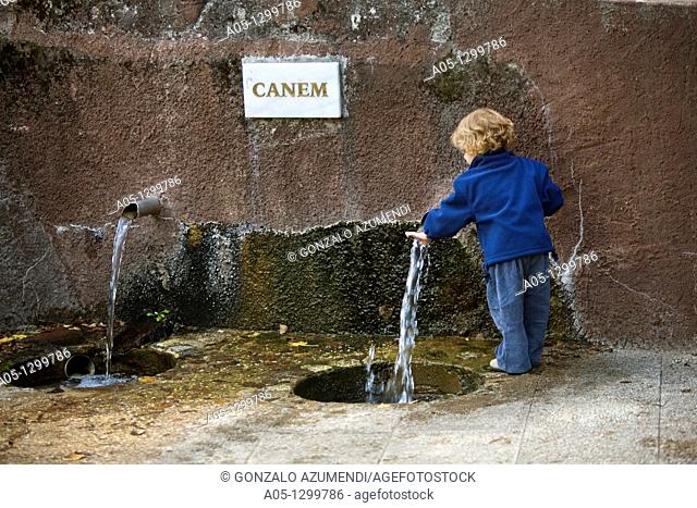Caldes de Boi Spa  Child  fountain Boi - Taull Valley  Alta Ribagorça Region Peripheric area. Aigüestortes i Estany de Sant Maurici National Park