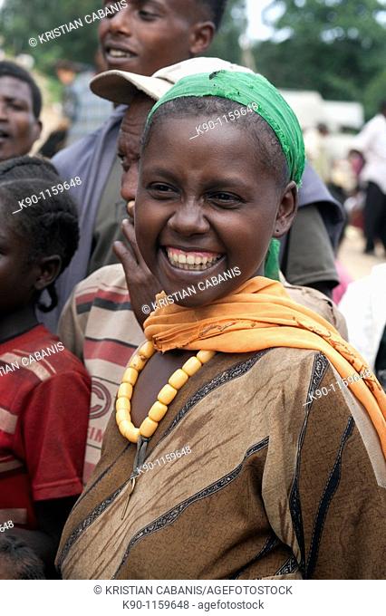 Portrait of laughing Ethiopian girl, Mizan Tefari, Ethiopia, East Africa