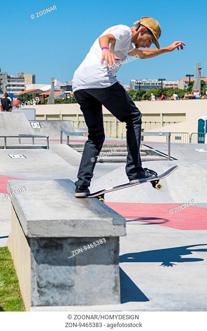 POVOA DE VARZIM, PORTUGAL - JULY 24, 2016: Bruno Senra during the 2nd Stage of DC Skate Challenge by Moche