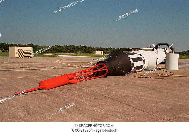 09/17/1999 --- A Redstone rocket lies broken on Cape Canaveral Air Station's Complex 5/6 after Hurricane Floyd passed along the East Coast of Florida, Sept