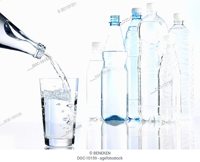 To pour H20 in glassware bottles in the background