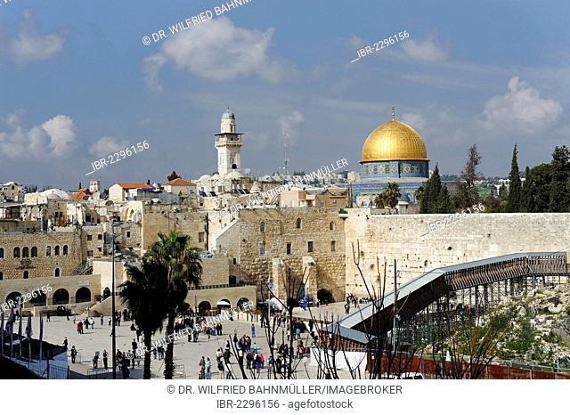 Dome of the Rock and Western Wall, Jerusalem, Israel, Middle East