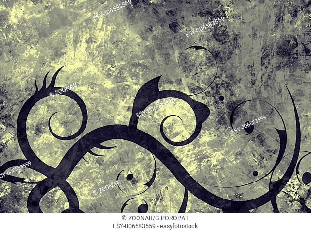 High detailed grunge abstract floral background - collage