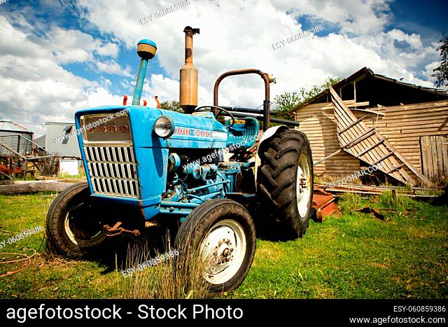 Darraweit, Australia - October 11 2015: Classic vintage tractor in Darraweit on a cool spring day in Victoria, Australia